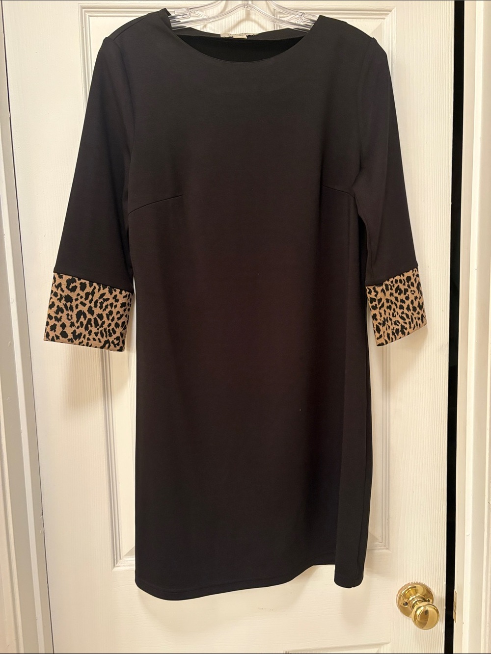 Charlie Paige Black Shift Dress with Leopard Cuff